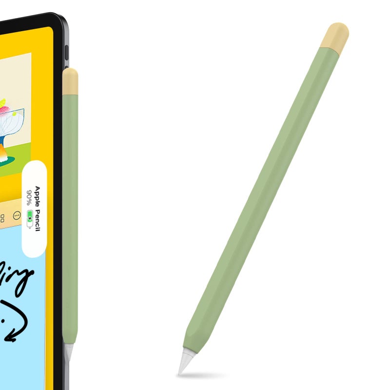 AHASTYLE Duotone Case for Apple Pencil 2nd Generation & Apple Pencil Pro (2024) Ultra Thin Protective Cover Silicone Skin Compatible with Magnetic Charging and Double Tap (Avocado Green+Yellow) - Image 1